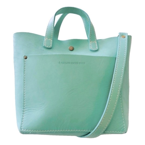 EUC Portland Leather Goods Mint Mini Crossbody Tote - Picture 1 of 7
